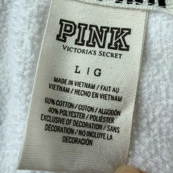 love pink by Victoria secret ¾ zip white black and grey long sleeved sweatshirt - Picture 2 of 4